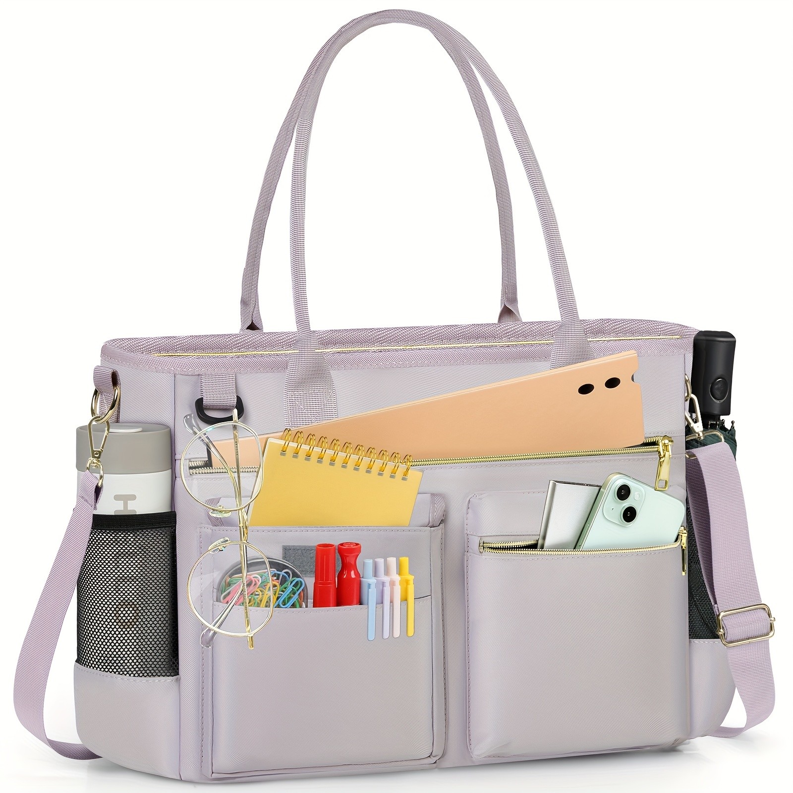 KTMOUW Laptop Bag for Women – Stylish Dark Green Tote, Adjustable Strap, Zipper Closure, Ideal for Teachers & Professionals