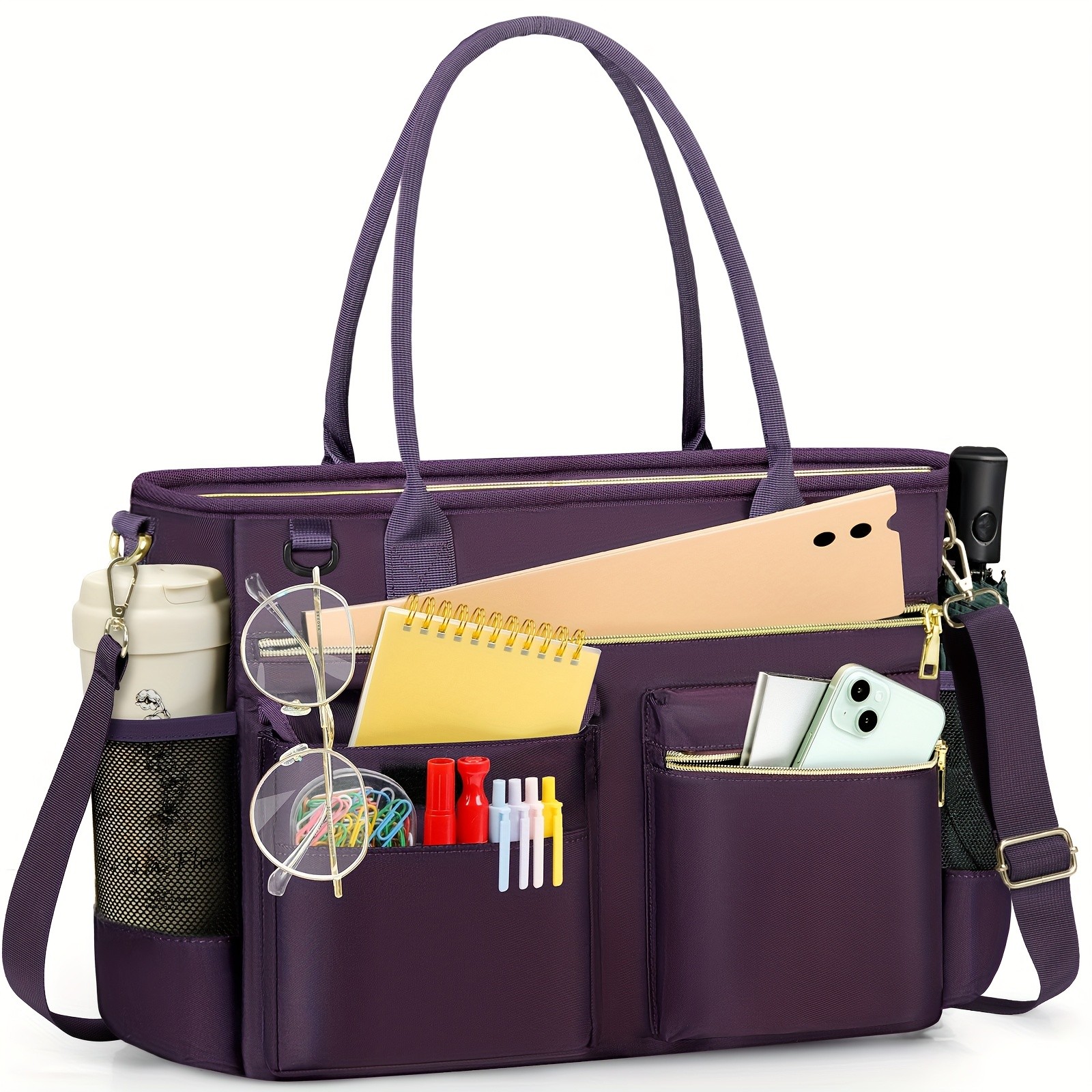 KTMOUW Laptop Bag for Women – Stylish Dark Green Tote, Adjustable Strap, Zipper Closure, Ideal for Teachers & Professionals