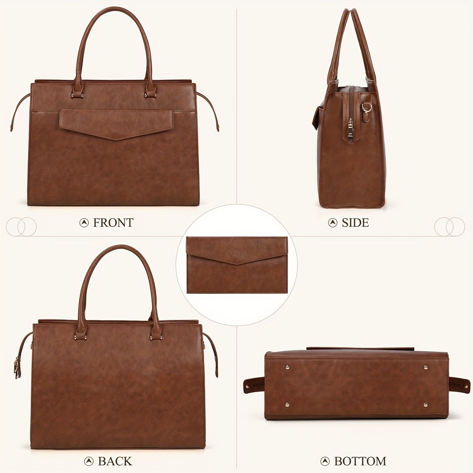 KTMOUW Laptop Bag for Women – 39.62 cm PU Leather Tote Bag 2pcs Set – Professional Work Bag with Clutch Purse, Large Office Computer Bag, Teacher Bag