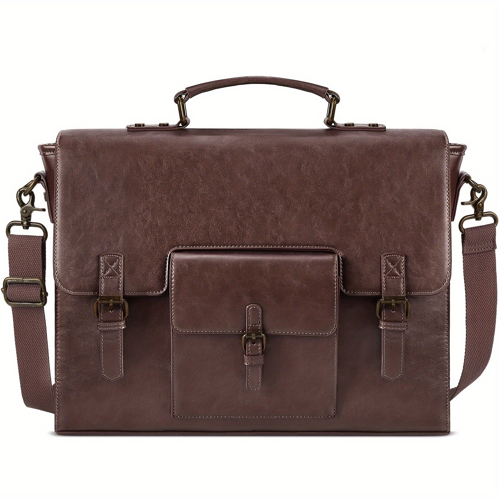 KTMOUW Men’s Vintage Briefcase – 39.62cm Laptop Messenger Bag, Adjustable Shoulder Strap, Zipper Closure, Office & Travel Use
