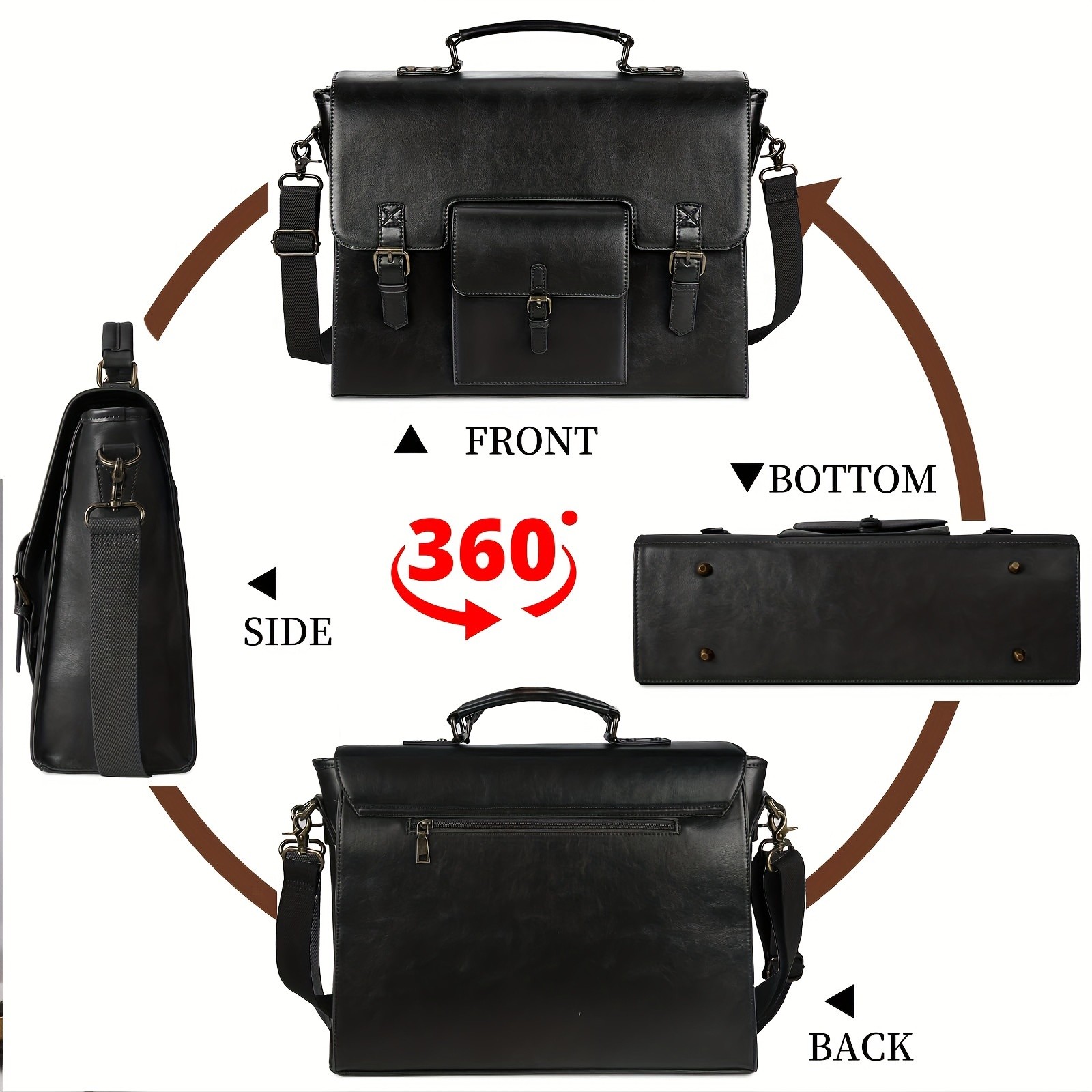 KTMOUW Men’s Vintage Briefcase – 39.62cm Laptop Messenger Bag, Adjustable Shoulder Strap, Zipper Closure, Office & Travel Use