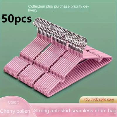 50pcs Heavy-Duty Non-Slip Metal Clothes Hangers – Space-Saving Garment Organizers for Coats, Shirts, and More