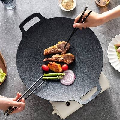 ITECHJOY 3pcs Versatile Non-Stick Cast Iron BBQ Grill Pan Set – Easy-Clean, Portable Frying Skillet for Outdoor Cooking