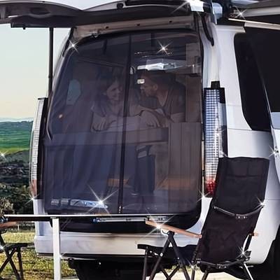 ITECHJOY Rear Wing Mosquito Net for Travel Cars – Magnetic Sunshade Ventilation Screen for RVs (170.0x150.01cm)
