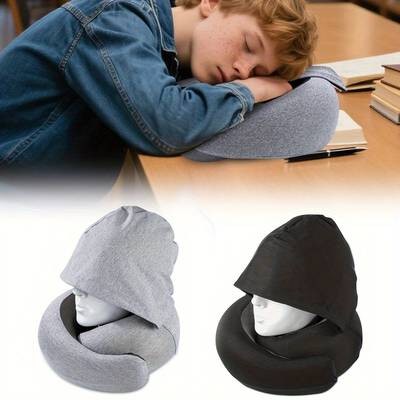 ITECHJOY U-Shaped Neck Pillow with Hood – Ergonomic Support for Naps, Travel, and Office Use
