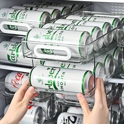ITECHJOY 330-550ml Wide Double-Layer Rotating Beer Can Holder – Freezer-Safe, Space-Saving Transparent Design for Beverage Organization
