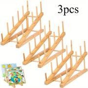 ITECHJOY 3pcs Wooden Puzzle Storage Rack – Classic Storage and Display Solution for Puzzle Enthusiasts