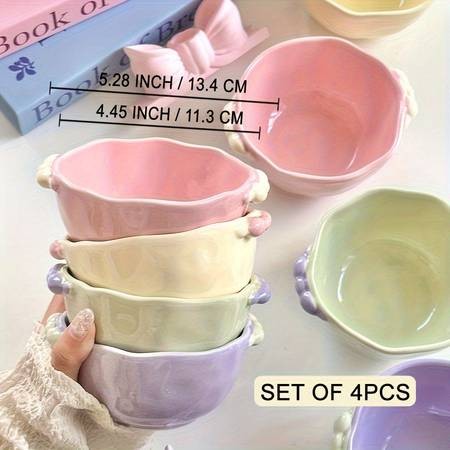 ITECHJOY 4pcs Macaron Colored Cute Bowls – Add a Touch of Charm to Your Dining Experience