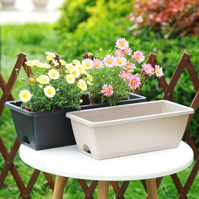 ITECHJOY 5pcs Set of Retro Rectangular Plastic Flower Pots – Stylish and Durable Planters for Your Indoor and Outdoor Garden