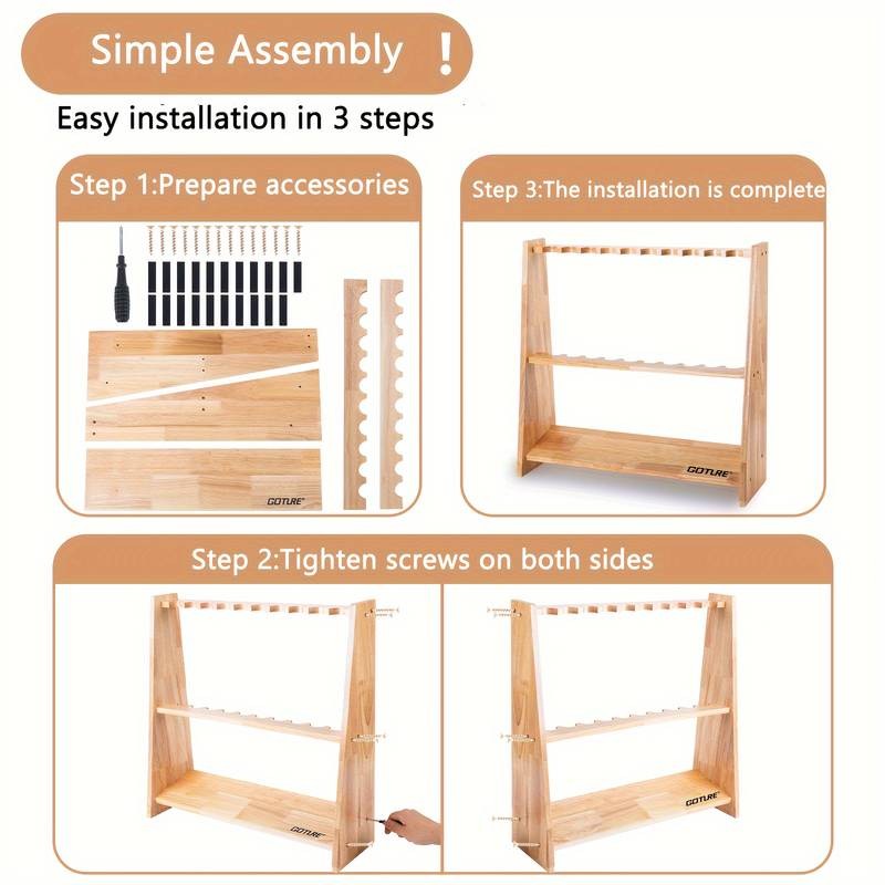 Goture 1pc Wooden 10-Hole Fishing Rod Holder with Sponge Clamp Design – Durable Storage Solution for Your Fishing Gear