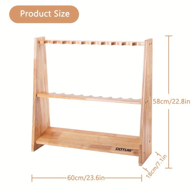 Goture 1pc Wooden 10-Hole Fishing Rod Holder with Sponge Clamp Design – Durable Storage Solution for Your Fishing Gear