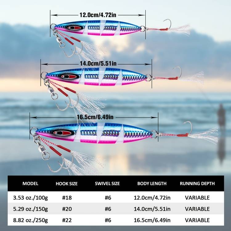 Goture 3pcs Glow-in-the-Dark Slow Casting Jig – Versatile Fishing Lures for Saltwater and Freshwater Fishing