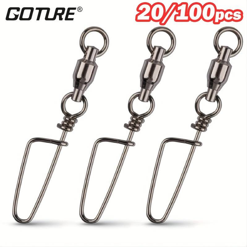 Goture 20/100pcs Stainless Steel Quick Pin B Type Connector Bearing Turn Ring – Reliable Fishing Gear for Seamless Connections