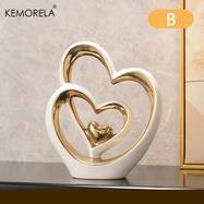 KEMORELA Creative Living Room Statue Ornaments – Elegant Love-Shaped Ceramic Sculptures for Home and Holiday Decor
