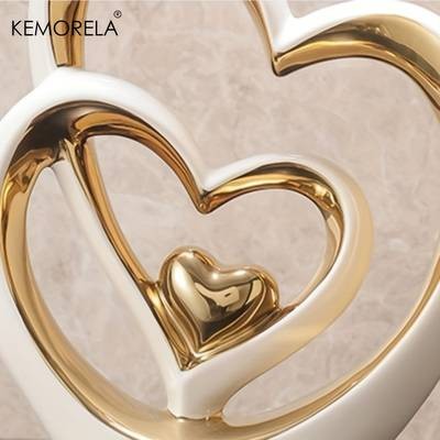 KEMORELA Creative Living Room Statue Ornaments – Elegant Love-Shaped Ceramic Sculptures for Home and Holiday Decor