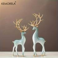 KEMORELA Deer Figurine Decorations – Elegant Resin Reindeer Figurine for Festive and Holiday Home Decor