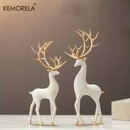 KEMORELA Deer Figurine Decorations – Elegant Resin Reindeer Figurine for Festive and Holiday Home Decor