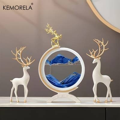 KEMORELA Deer Figurine Decorations – Elegant Resin Reindeer Figurine for Festive and Holiday Home Decor
