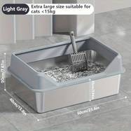 KEMORELA Stainless Steel Cat Litter Box with Plastic Pan – XL High-Sided Rectangle Litter Tray for Multiple and Large Cats