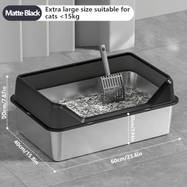 KEMORELA Stainless Steel Cat Litter Box with Plastic Pan – XL High-Sided Rectangle Litter Tray for Multiple and Large Cats