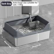 KEMORELA Stainless Steel Cat Litter Box with Plastic Pan – XL High-Sided Rectangle Litter Tray for Multiple and Large Cats