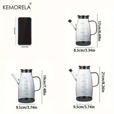 KEMORELA Glass Oil Dispenser with Stainless Steel Lid – Leakproof, Non-Slip, and Perfect for Oil, Vinegar, and Salad Dressing