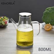 KEMORELA Glass Oil Dispenser with Stainless Steel Lid – Leakproof, Non-Slip, and Perfect for Oil, Vinegar, and Salad Dressing