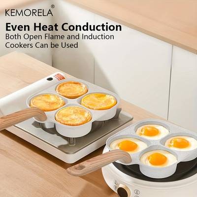 KEMORELA 4-Section Non-Stick Frying Pan – Versatile, Easy-to-Clean Pan for Eggs, Burgers, and More
