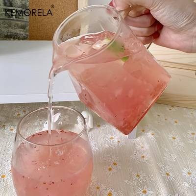 KEMORELA 4/6pcs Juice Cup with Handle – Stylish Glass Cups for Coffee, Milk, and Afternoon Tea