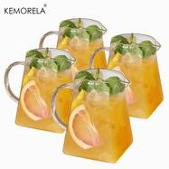 KEMORELA 4/6pcs Juice Cup with Handle – Stylish Glass Cups for Coffee, Milk, and Afternoon Tea