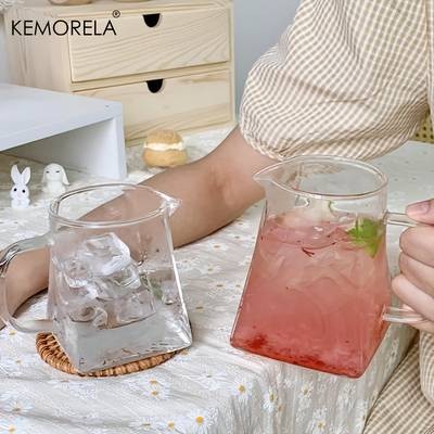 KEMORELA 4/6pcs Juice Cup with Handle – Stylish Glass Cups for Coffee, Milk, and Afternoon Tea