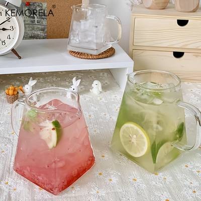 KEMORELA 4/6pcs Juice Cup with Handle – Stylish Glass Cups for Coffee, Milk, and Afternoon Tea