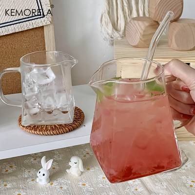 KEMORELA 4/6pcs Juice Cup with Handle – Stylish Glass Cups for Coffee, Milk, and Afternoon Tea