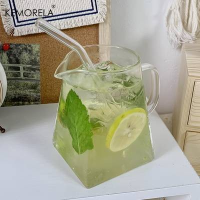 KEMORELA 4/6pcs Juice Cup with Handle – Stylish Glass Cups for Coffee, Milk, and Afternoon Tea