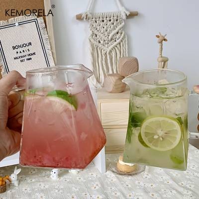 KEMORELA 4/6pcs Juice Cup with Handle – Stylish Glass Cups for Coffee, Milk, and Afternoon Tea