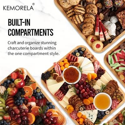 KEMORELA Large Charcuterie Plate with Lid – Perfect for Outdoor Gatherings and Events