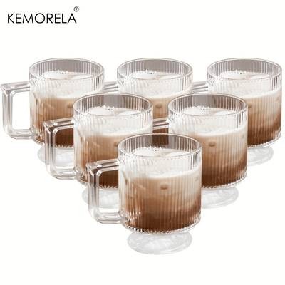 KEMORELA Premium Glass Coffee Cups with Handles – Classic and Elegant Drinkware for Every Occasion