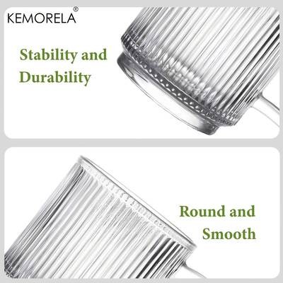 KEMORELA Premium Glass Coffee Cups with Handles – Classic and Elegant Drinkware for Every Occasion
