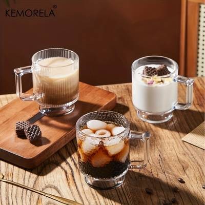 KEMORELA Premium Glass Coffee Cups with Handles – Classic and Elegant Drinkware for Every Occasion