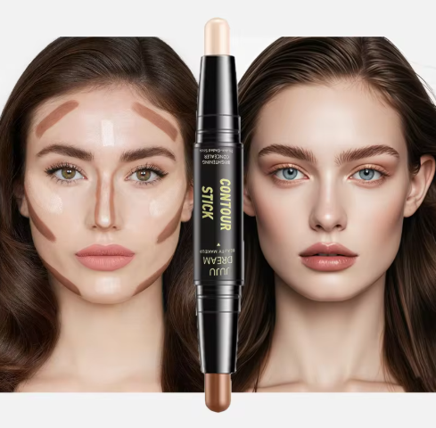 Dual-ended contour stick, facial foundation, concealer, long-lasting dark circles, correcting contour concealer, makeup