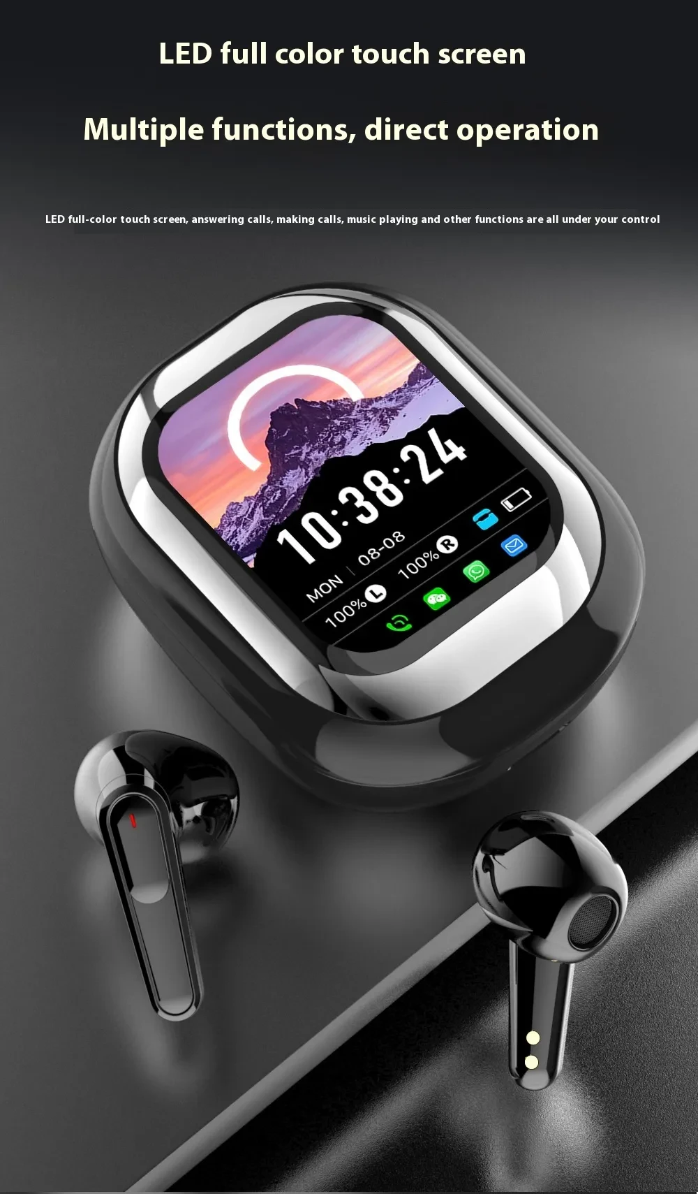 TWS In-ear Bluetooth Headset With Screen