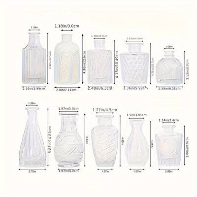 10/20pcs Transparent Simple Relief Creative Glass Vase Set – Elegant Décor for Any Occasion
