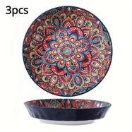 3pcs Ceramic Salad Plate Set – Elegant Bohemian Style Plates for Every Occasion