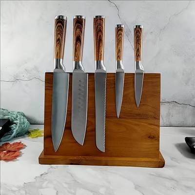 1pc Acacia Wood Double-sided Magnetic Holder – A Simple and Elegant Essential for Your Kitchen