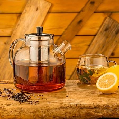 50oz Large Glass Teapot Set with Removable Stainless Steel Infuser – Perfect for Tea, Coffee, and Floral Brews