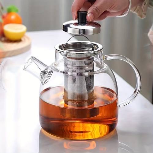 50oz Large Glass Teapot Set with Removable Stainless Steel Infuser – Perfect for Tea, Coffee, and Floral Brews