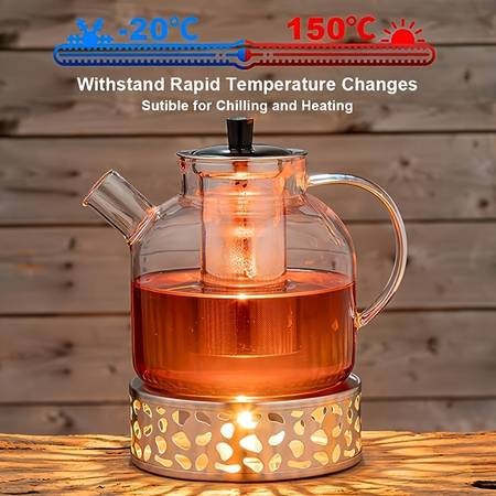50oz Large Glass Teapot Set with Removable Stainless Steel Infuser – Perfect for Tea, Coffee, and Floral Brews
