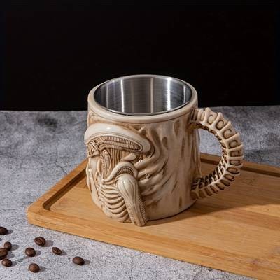 1pc Xenomorph 3D Stainless Steel Mug – A Unique Alien-Themed Mug for Coffee Lovers and Sci-Fi Fans