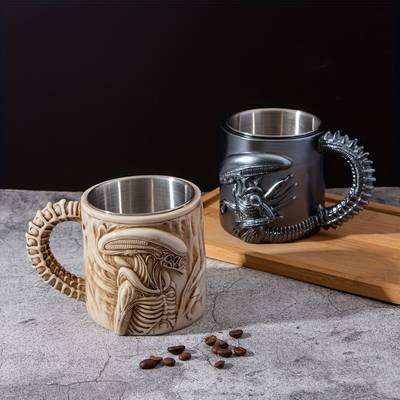 1pc Xenomorph 3D Stainless Steel Mug – A Unique Alien-Themed Mug for Coffee Lovers and Sci-Fi Fans