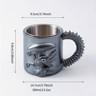 1pc Xenomorph 3D Stainless Steel Mug – A Unique Alien-Themed Mug for Coffee Lovers and Sci-Fi Fans